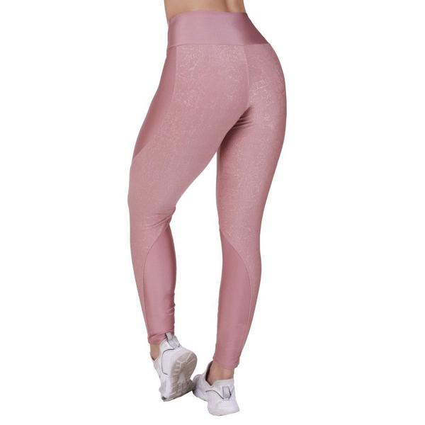 Imagem de LEGGING FITNESS CÓS TRANSPASSADO FEMININA CIRRÊ RELEVO BRILHO DETALHE LISO ORBIS Rosê