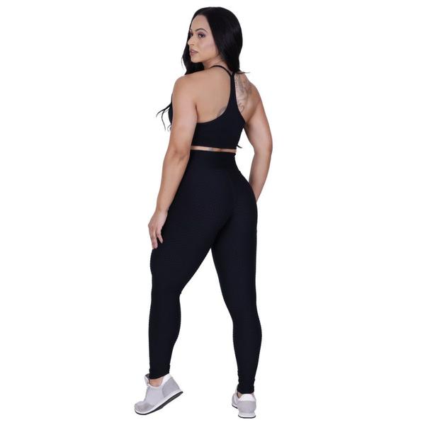 Imagem de Legging fitness feminina cós alto textura relevo modeladora orbis