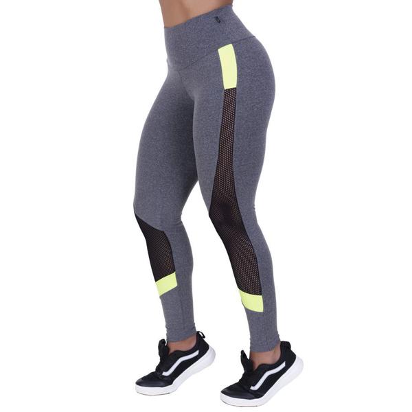 Imagem de Legging fitness feminina poliamida recortes tela e neon orbis