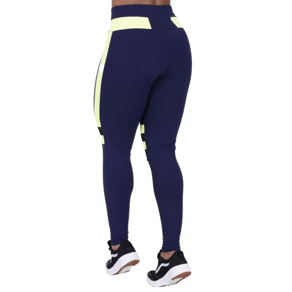 Imagem de Legging fitness feminina recortes em tela e neon poliamida orbis