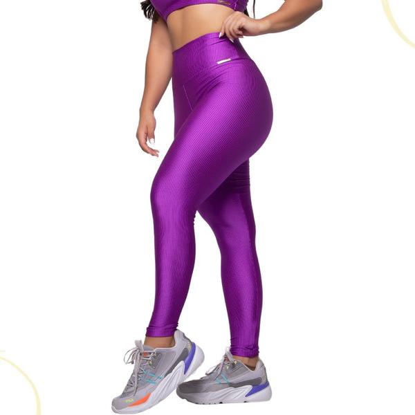 Imagem de Legging Fitness Malha Trilobal Canelada  Feminina Academia