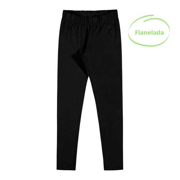 Imagem de Legging Flanelada Infantil Feminina Inverno Apeluciada Moletinho Frio Preto Escolar Malwee