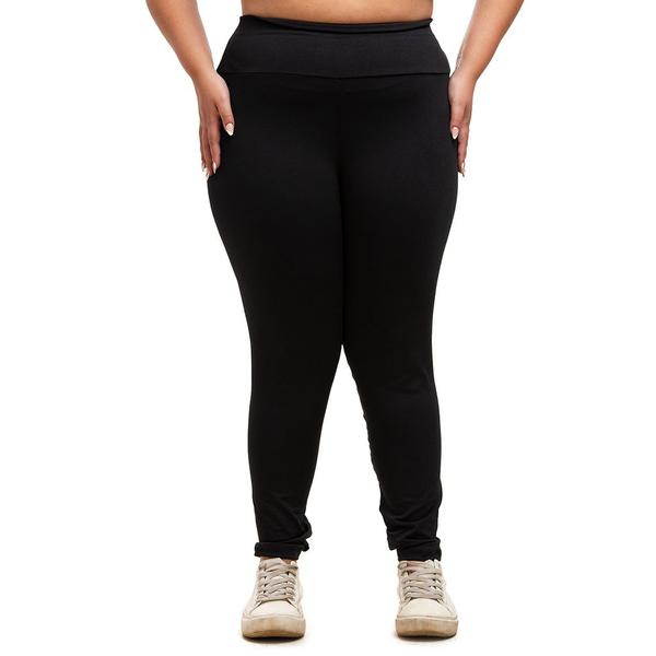 Imagem de Legging preta Feminina Grossa Cintura Alta Plus Size Reforçada Básica Para Trabalhar Malhar Fitness