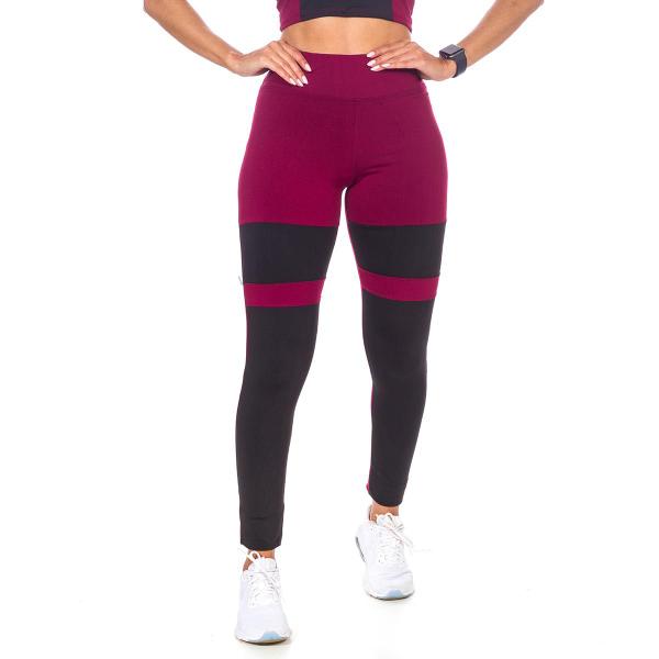 Imagem de Legging Suplex Recorte Cintura Alta Vinho/Preto Feminino Academia