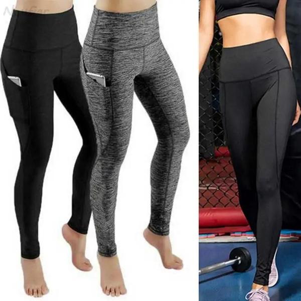 Imagem de Leggings de Yoga Cintura Alta para Mulheres - Controle de Barriga, Bolsos e Design Sem Costura