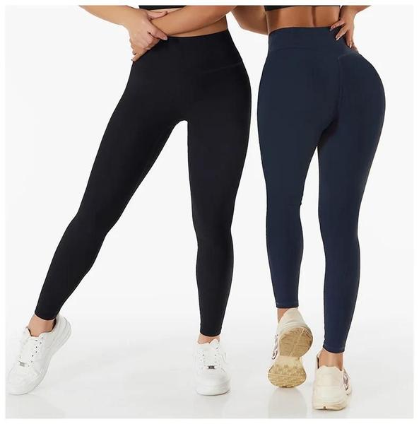 Imagem de Leggings de Yoga Feminina Cintura Alta - Sem Costura, Com Nervuras e Controle de Barriga