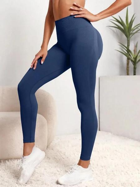 Imagem de Leggings de Yoga Sem Costura para Mulheres - Cintura Alta e Elástica para Academia e Fitness