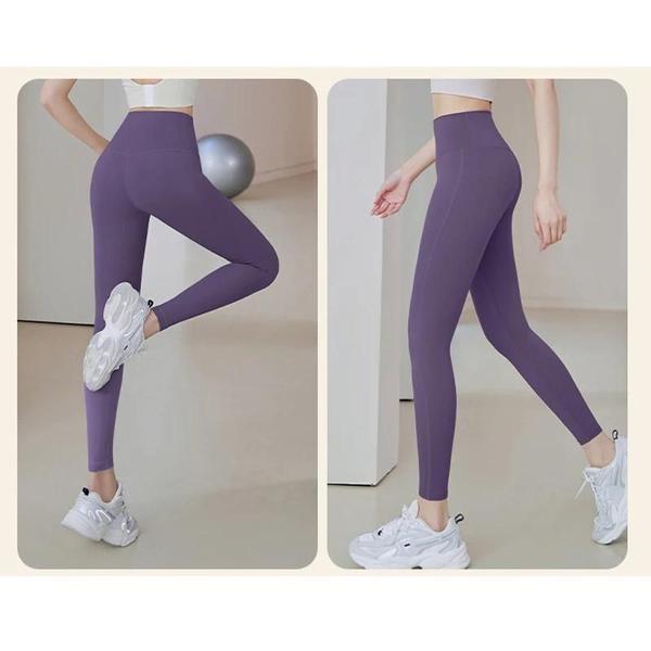 Imagem de Leggings Sem Costura Com Nervuras De Cintura Alta, Controle De Barriga Feminino, Yoga, Academia,