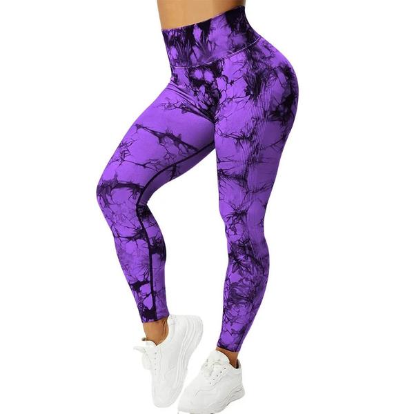 Imagem de Leggings Yoga Cintura Alta Sem Costura Tie Dye - Controle de Barriga para Treino