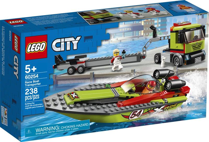 Imagem de LEGO Barco Corrida Transporte 60254, Brinquedo para Montar, Novo 2020 (238 peças)