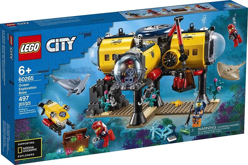 Imagem de LEGO Base Exploração Oceano Cidade - Submarino, Cientista, Tubarões - 497 peças