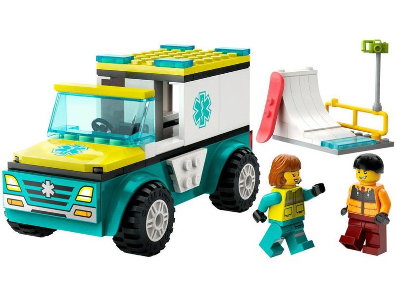 Imagem de LEGO City Ambulância de Emergência e Snowboarder  - 60403 79 Peças