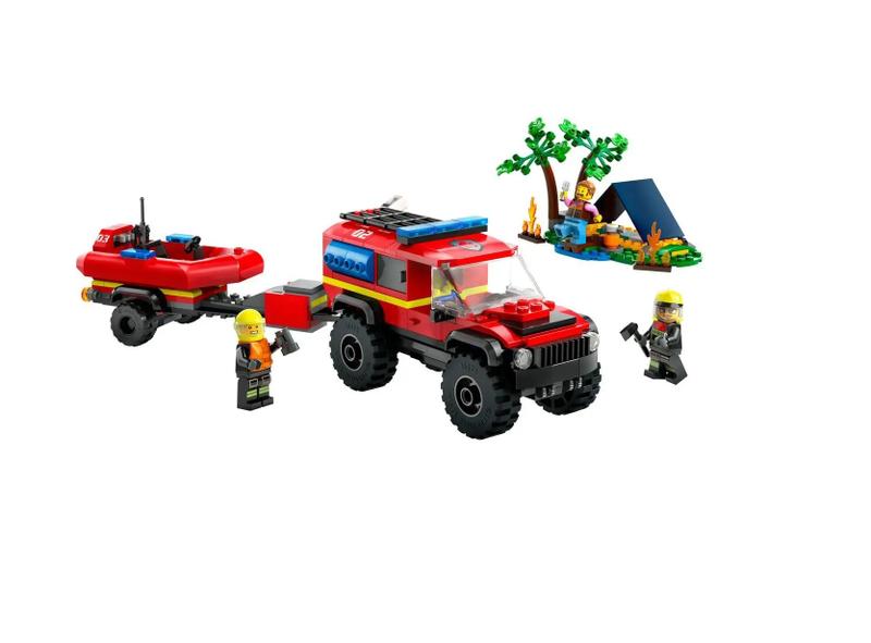 Imagem de Lego City Caminhão dos Bombeiros 4x4 Barco de Resgate 60412