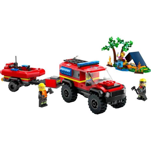 Imagem de LEGO City - Caminhão dos Bombeiros 4x4 com Barco de Resgate - 301 Peças - 60412