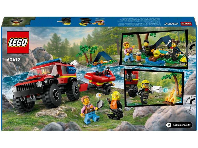 Imagem de LEGO City Caminhão dos Bombeiros 4x4 com  - Barco de Resgate 60412 301 Peças