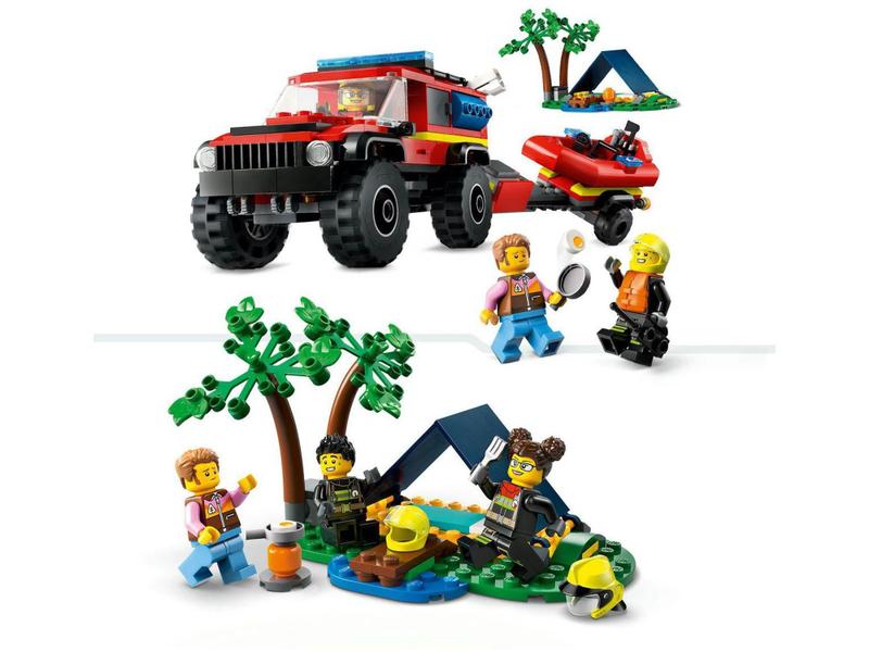 Imagem de LEGO City Caminhão dos Bombeiros 4x4 com  - Barco de Resgate 60412 301 Peças