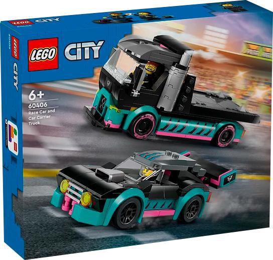 Imagem de Lego city carro de corrida e caminhão cegonha, 328 peças - 60406