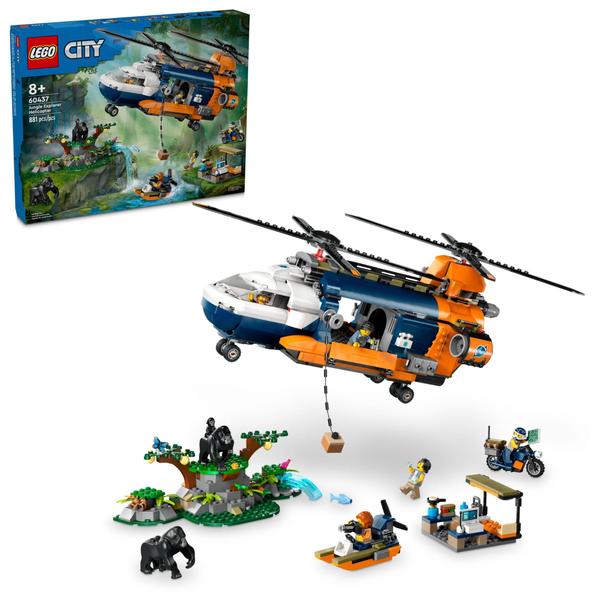 LEGO City - Helicóptero Jungle Explorer no acampamento base Imagem de LEGO City - Helicóptero Jungle Explorer no acampamento base