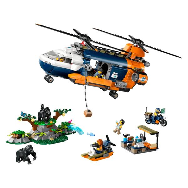 LEGO City - Helicóptero Jungle Explorer no acampamento base Imagem de LEGO City - Helicóptero Jungle Explorer no acampamento base