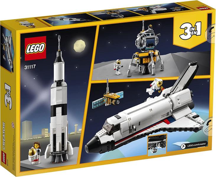 Imagem de LEGO Creator 3in1 Space Shuttle Adventure 31117 Building Kit Brinquedos legais para crianças que amam foguetes e diversão criativa Novo 2021 (486 Peças)