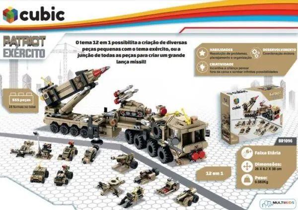 Imagem de Lego cubic exercito 12 em 1 com 555pçs multikids ref:br1096