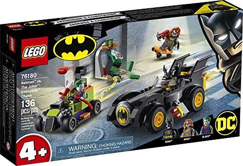 Imagem de LEGO DC Batman: Batman vs. O Coringa: Batmóvel Chase 76180 Brinquedo de Construção Colecionável Inclui Batman, Batgirl e As Minifiguras do Coringa Mais Batmóvel e Hot Rod, Nova 2021 (136 Peças)