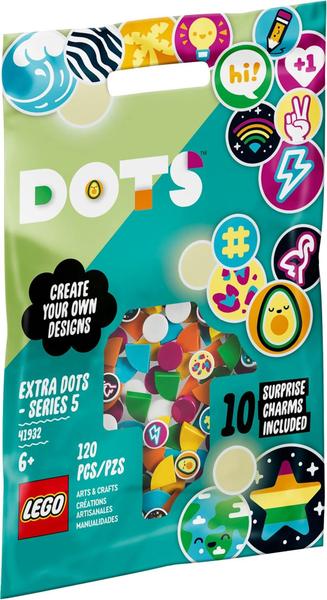 Imagem de LEGO DOTS Extra DOTS  Série 5 (41932) KIT DE DECORAÇÃO ARTESANAL DIY Little Surprise Bag Full of Collectible Tiles incentiva as crianças a explorar novas ferramentas de auto-expressão Nova 2021 (120 peças)