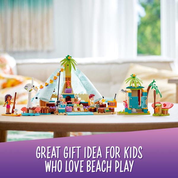 Imagem de LEGO Friends Beach Glamping 41700 Kit de construção Presente criativo para crianças de 6 anos ou mais Que amam brinquedos da natureza e viagens populares de glamping (380 peças)