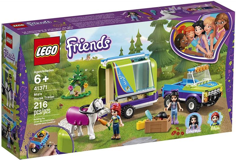 Imagem de LEGO Friends Mia's Horse Trailer 41371 Kit de construção com Mia e Emma Mini Dolls inclui Caminhão de Brinquedo, Cavalo e Coelho para Jogo Criativo (216 Peças)