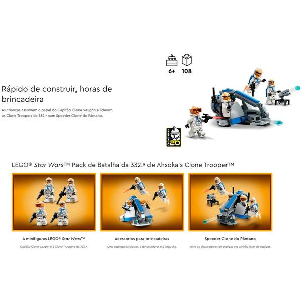 Lego Star Wars Pack Clone de Ahsoka da 332 75359 com 108pcs Imagem de Lego Star Wars Pack Clone de Ahsoka da 332 75359 com 108pcs
