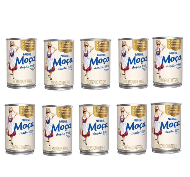 Leite Condensado Moça 10 latas de 395g Imagem de Leite Condensado Moça 10 latas de 395g