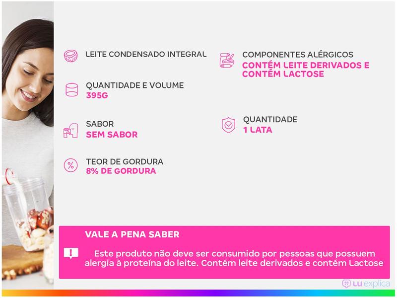 Leite Condensado Nestlé Integral Moça Lata 395g Imagem de Leite Condensado Nestlé Integral Moça Lata 395g