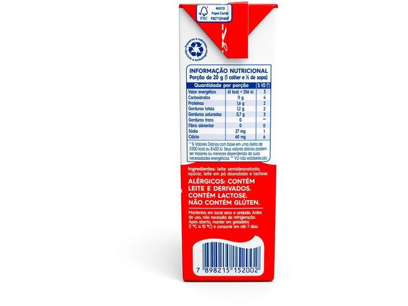 Leite Condensado Semidesnatado Piracanjuba 395g Imagem de Leite Condensado Semidesnatado Piracanjuba 395g