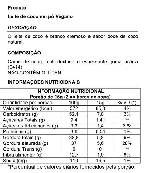 leite de coco em pó 100% vegano, importado 500gr, sem lactose com certificação - Lauricoco Imagem de leite de coco em pó 100% vegano, importado 500gr, sem lactose com certificação