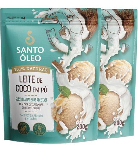 Leite De Coco Em Pó 2 X 200g Santo Óleo Imagem de Leite De Coco Em Pó 2 X 200g Santo Óleo