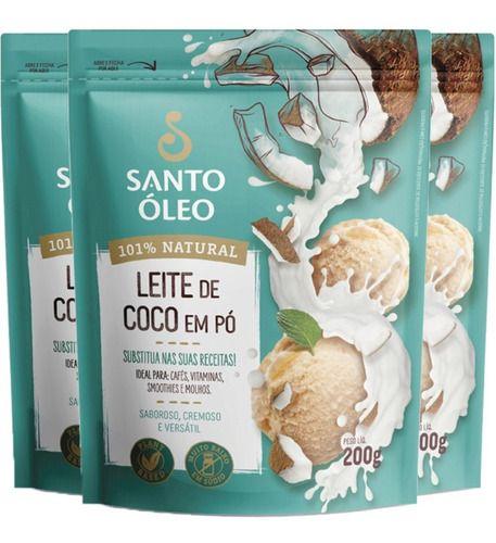 Leite De Coco Em Pó 3 X 200g Santo Óleo Imagem de Leite De Coco Em Pó 3 X 200g Santo Óleo