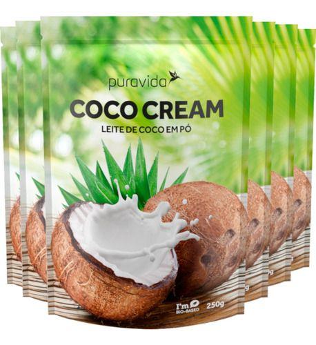 Leite De Coco Em Pó Coco Cream 6 X 250g Puravida Imagem de Leite De Coco Em Pó Coco Cream 6 X 250g Puravida