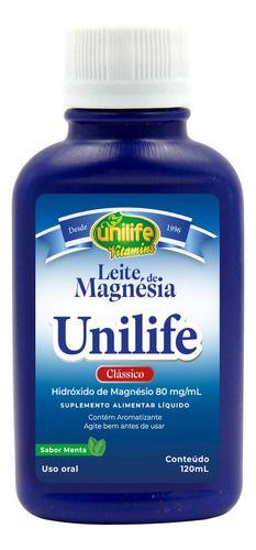 Leite De Magnésia Unilife 120ml Líquido Sabor Menta Imagem de Leite De Magnésia Unilife 120ml Líquido Sabor Menta