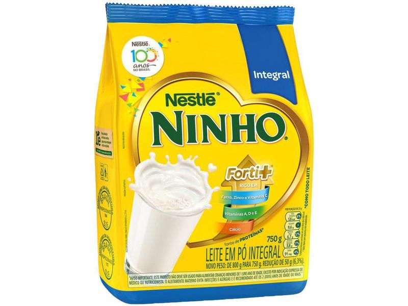 Leite em Pó Integral Nestlé Ninho Forti+ Sachê - 750g Imagem de Leite em Pó Integral Nestlé Ninho Forti+ Sachê - 750g
