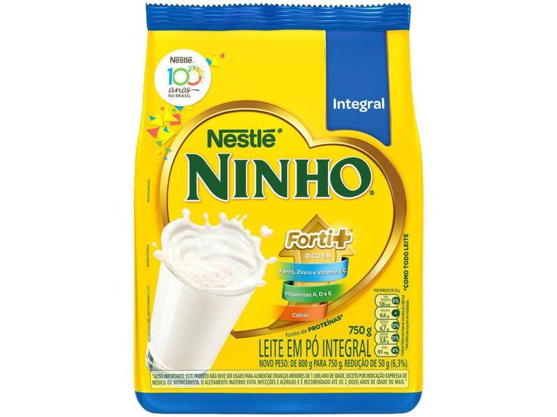 Leite em Pó Integral Nestlé Ninho Forti+ Sachê - 750g Imagem de Leite em Pó Integral Nestlé Ninho Forti+ Sachê - 750g
