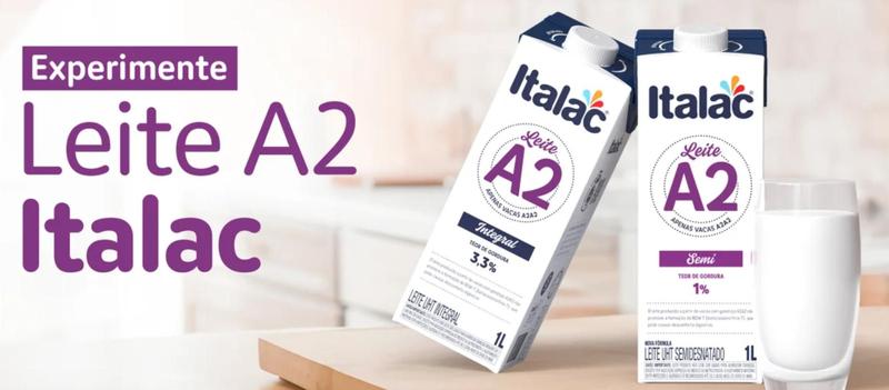 Imagem de Leite Semidesnatado A2A2 UHT ITALAC TetraPak Com Tampa - 1 Litro - 6 Unids