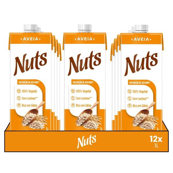 Imagem de Leite Vegetal Aveia 1L Nuts - 12 Unidades