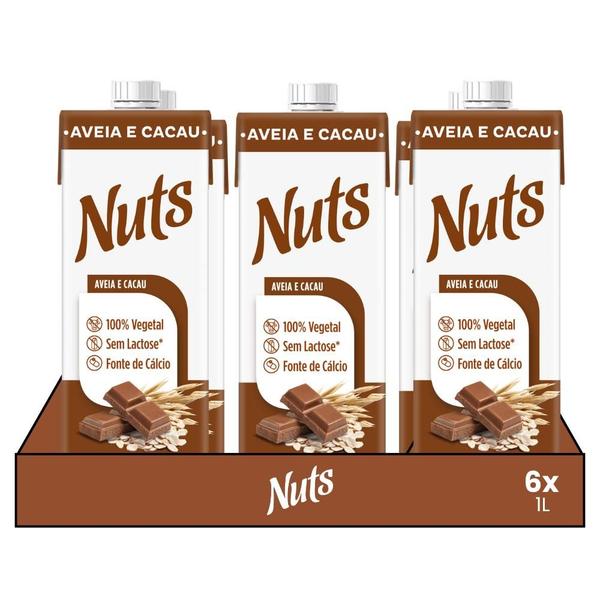 Imagem de Leite Vegetal Aveia e Chocolate 1L Nuts - 6 Unidades