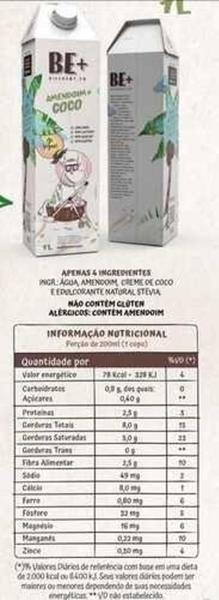 Imagem de Leite Vegetal - Be+Diferent.Co Amendoim+Coco - Vegano 1L