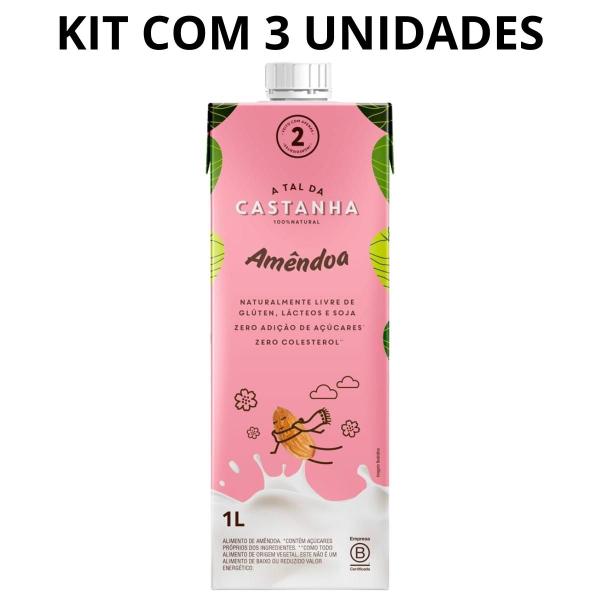 Imagem de Leite vegetal organico amendoa 1 lto a tal da cast kit com 3