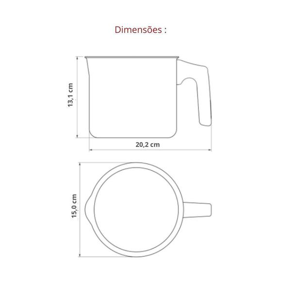 Imagem de Leiteira Caneca Fervedor Tramontina Aço Inox Fundo Cooktop Fogão Indução Triplo 2 Litros 14cm Allegra Baquelite