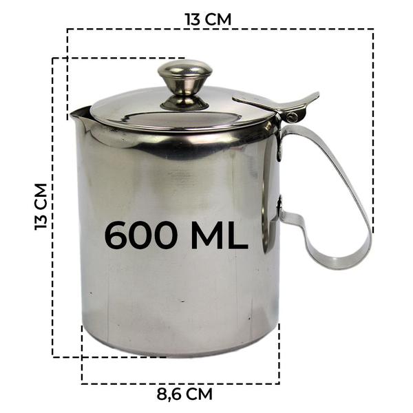 Imagem de Leiteira Com Tampa Bule De Aço Inox Clássico Fervedor Leite Café 600ml