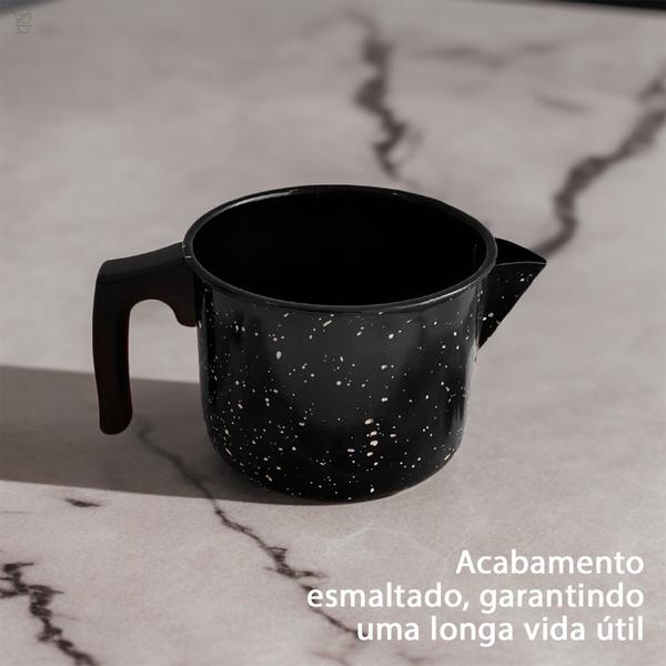 Imagem de Leiteira Esmaltada 850ml Bico Caneca Fervedor Cabo Baquelite