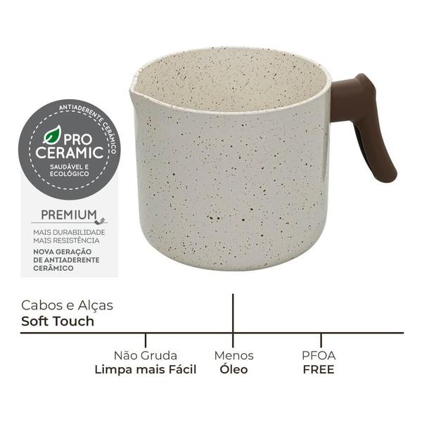 Leiteira Fervedor Antiaderente Ceramic Life Smart Plus Vanilla 2 Litros - Brinox Imagem de Leiteira Fervedor Antiaderente Ceramic Life Smart Plus Vanilla 2 Litros - Brinox