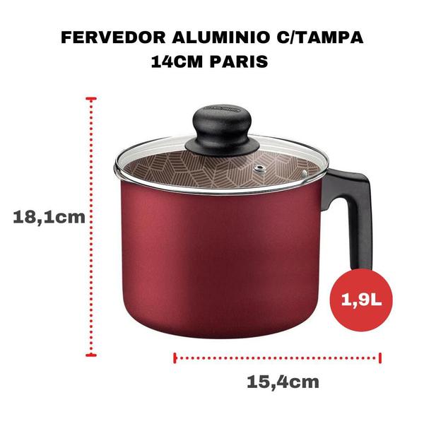 Imagem de Leiteira Fervedor Caneco Tramontina Antiaderente Paris Com Tampa Canecão 14cm 1,9 Litros